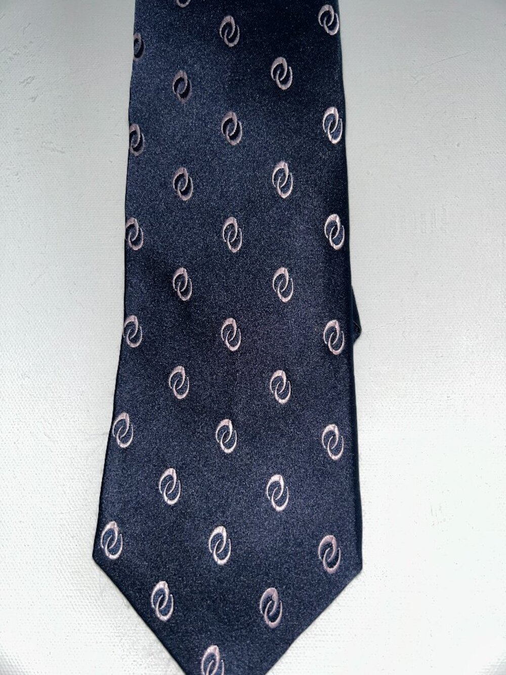 Valentino Silk Tie, Navy with Pink Swirls, made in Italy